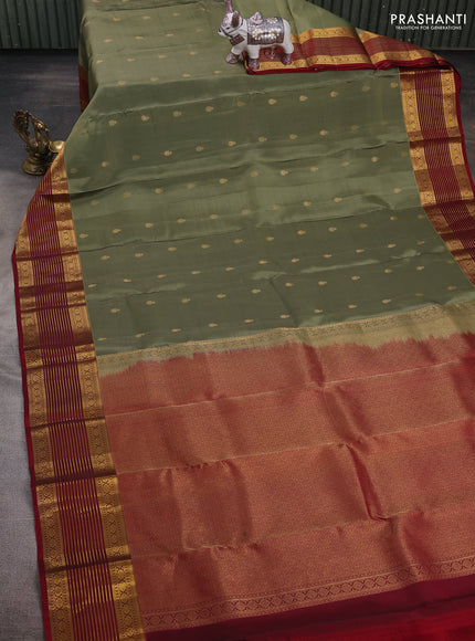 Elaichi Green & Maroon Kanchipuram Silk -  Buttas