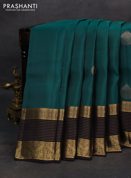 Peacock Green & Jamun Kanchipuram Silk - Buttas