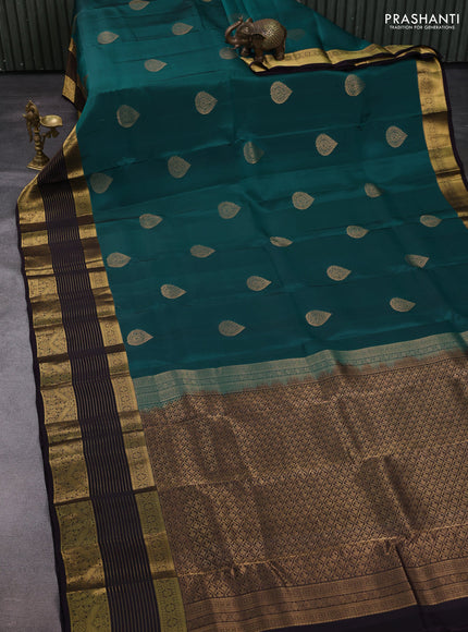 Peacock Green & Jamun Kanchipuram Silk - Buttas