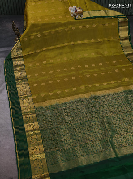 Mehendi Green & Green Kanchipuram Silk - Buttas