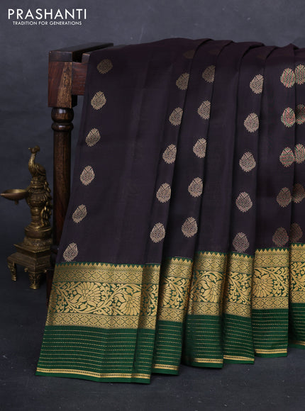 Wine & Green Kanchipuram Silk - Buttas