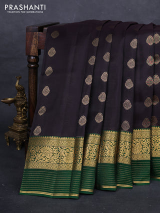 Wine & Green Kanchipuram Silk - Buttas