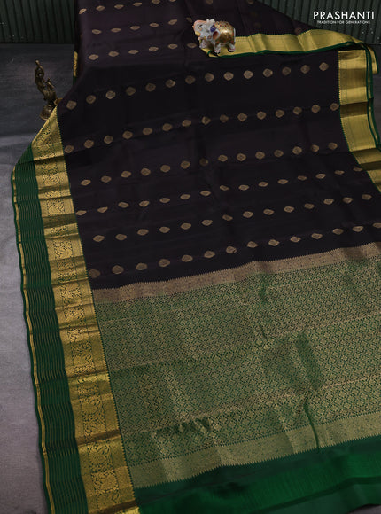 Wine & Green Kanchipuram Silk - Buttas
