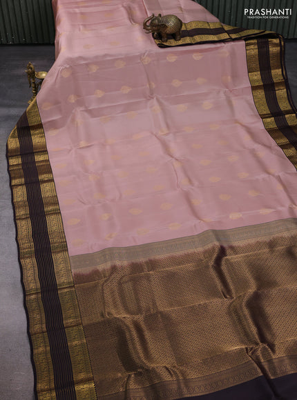 Pastel Peach & Wine Kanchipuram Silk - Buttas