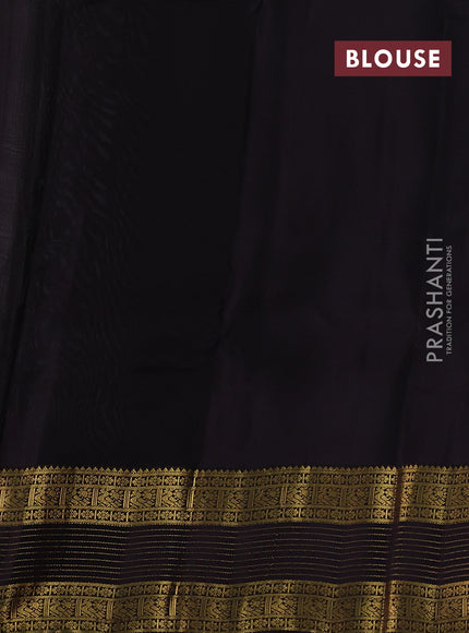 Pastel Green & Coffee Brown Kanchipuram Silk - Buttas