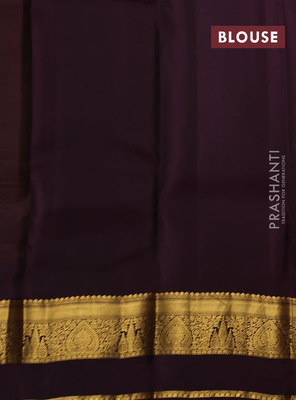 Mustard Green & Wine Kanchipuram Silk - Buttas