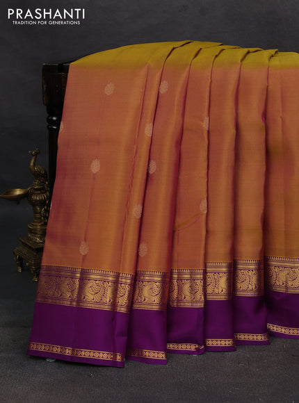 Mustard & Purple Kanchipuram Silk - Buttas