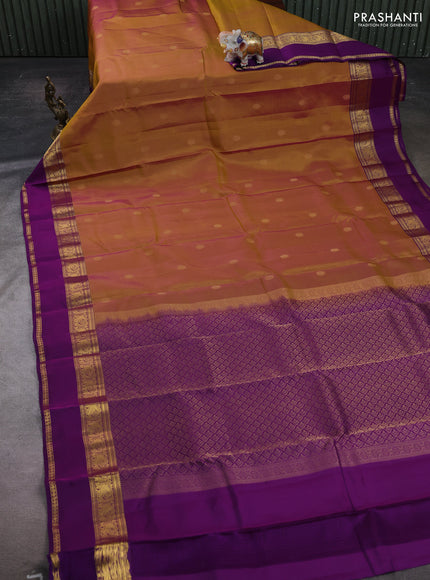Mustard & Purple Kanchipuram Silk - Buttas