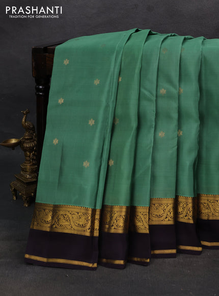 Pastel Green & Jamun Kanchipuram Silk - Buttas