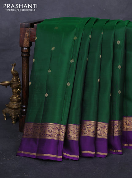 Green & Purple Kanchipuram Silk - Buttas