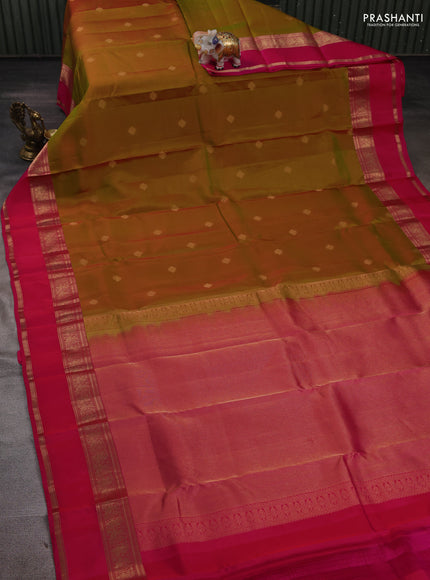 Mustard Yellow & Pink Kanchipuram Silk - Buttas