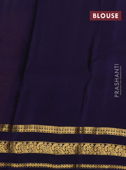 Rust & Navy Blue Kanchipuram Silk - Buttas