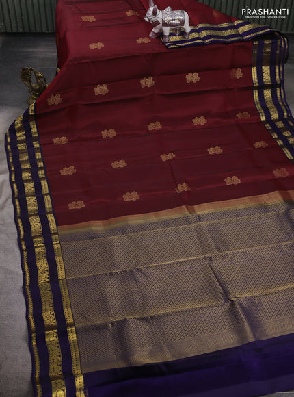 Maroon & Navy Blue Kanchipuram Silk - Buttas