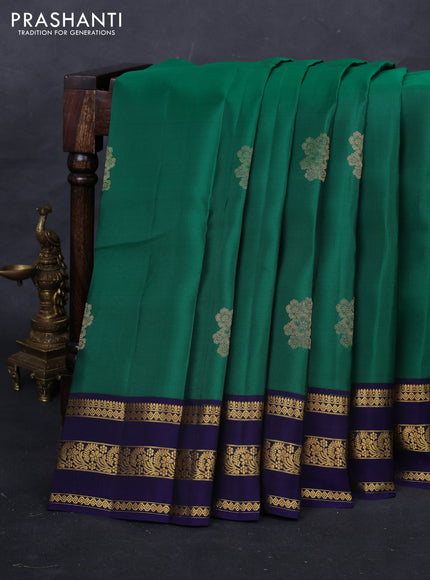 Green & Navy Blue Kanchipuram Silk - Buttas
