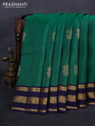 Green & Navy Blue Kanchipuram Silk - Buttas