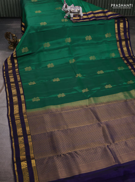 Green & Navy Blue Kanchipuram Silk - Buttas