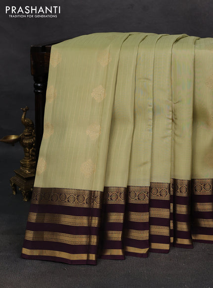 Pista Green & Wine Kanchipuram Silk - Weaves