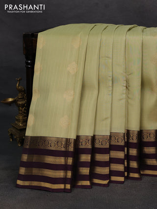 Pista Green & Wine Kanchipuram Silk - Weaves