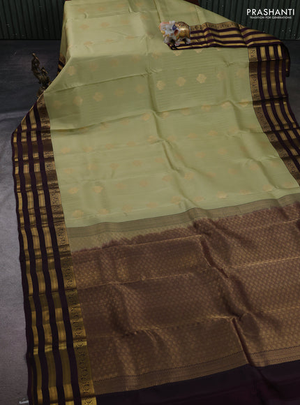 Pista Green & Wine Kanchipuram Silk - Weaves