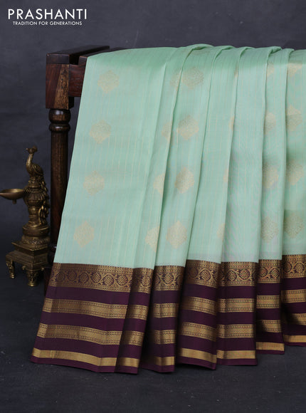 Pista Green & Wine Kanchipuram Silk - Weaves