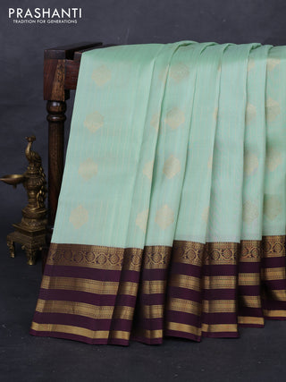 Pista Green & Wine Kanchipuram Silk - Weaves