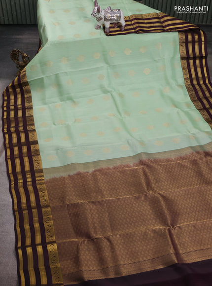Pista Green & Wine Kanchipuram Silk - Weaves