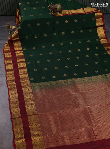 Green & Maroon Kanchipuram Silk - Buttas