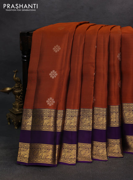 Rust & Purple Kanchipuram Silk - Buttas