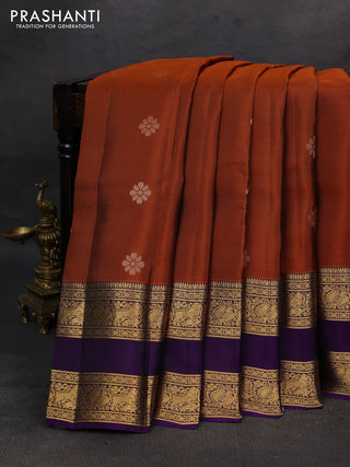 Rust & Purple Kanchipuram Silk - Buttas