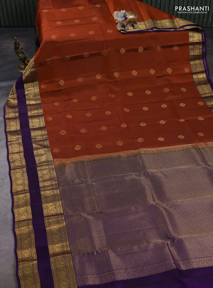 Rust & Purple Kanchipuram Silk - Buttas