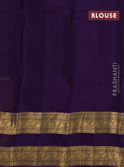 Mustard Green & Purple Kanchipuram Silk - Buttas