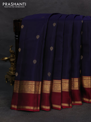 Navy Blue & Maroon Kanchipuram Silk - Buttas