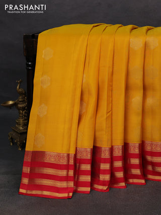 Mustard Yellow & Red Kanchipuram Silk - Buttas
