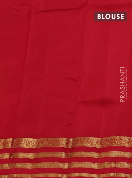 Mustard Yellow & Red Kanchipuram Silk - Buttas