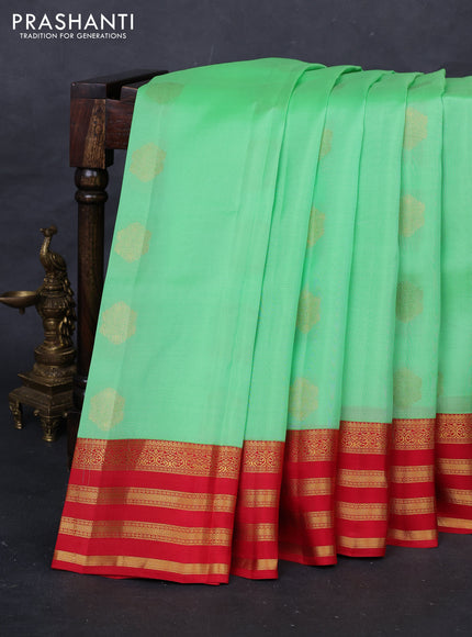 Green & Red Kanchipuram Silk - Buttas