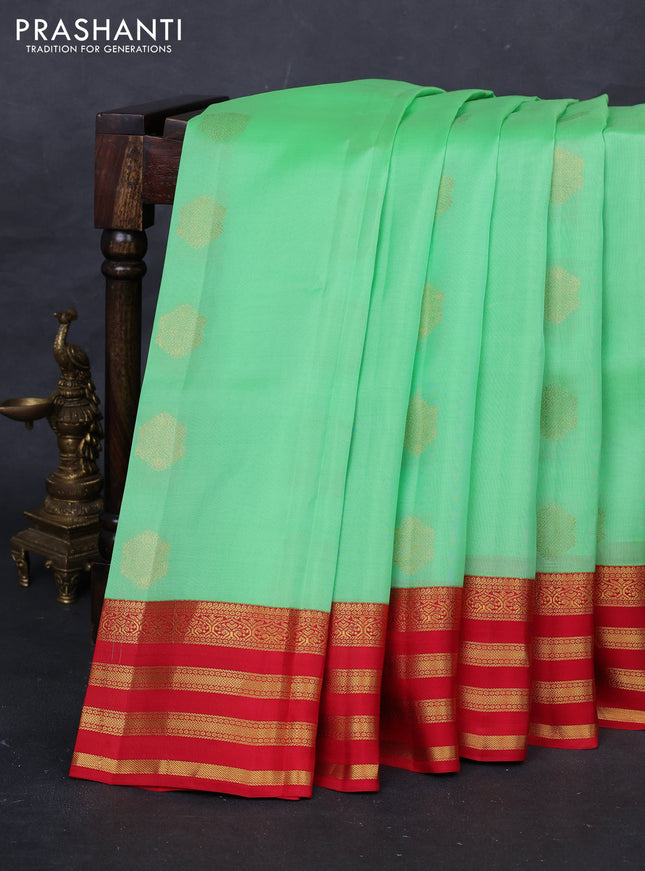 Green & Red Kanchipuram Silk - Buttas