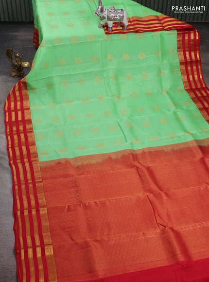 Green & Red Kanchipuram Silk - Buttas