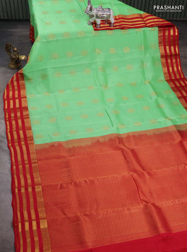 Green & Red Kanchipuram Silk - Buttas