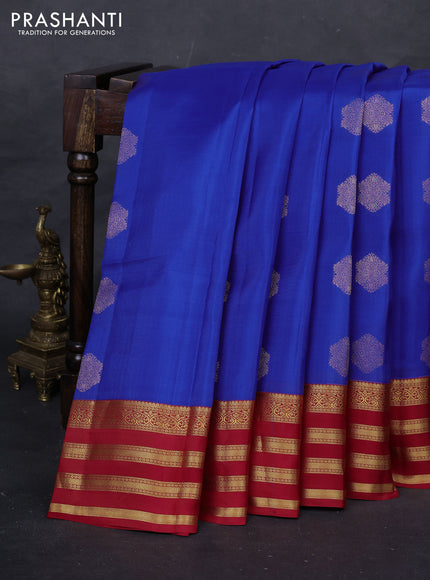 Royal Blue & Red Kanchipuram Silk - Buttas
