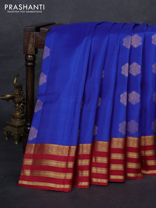 Royal Blue & Red Kanchipuram Silk - Buttas