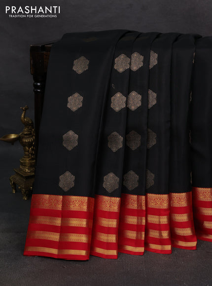 Black & Red Kanchipuram Silk - Buttas