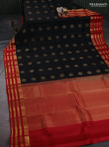 Black & Red Kanchipuram Silk - Buttas