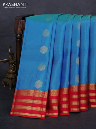 Blue & Red Kanchipuram Silk - Buttas