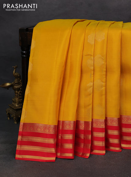 Mustard Yellow & Red Kanchipuram Silk - Buttas