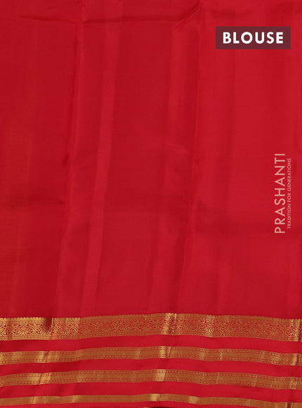 Mustard Yellow & Red Kanchipuram Silk - Buttas