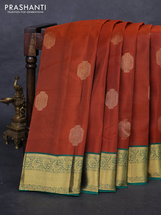 Rust & Green Kanchipuram Silk - Buttas