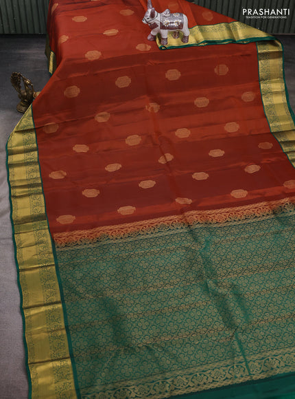 Rust & Green Kanchipuram Silk - Buttas