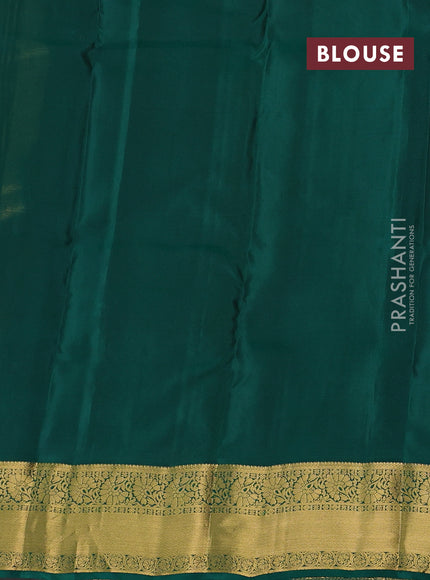 Coffee Brown & Green Kanchipuram Silk - Buttas