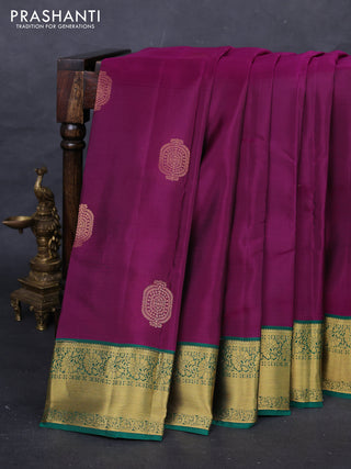 Magenta Pink & Green Kanchipuram Silk - Buttas