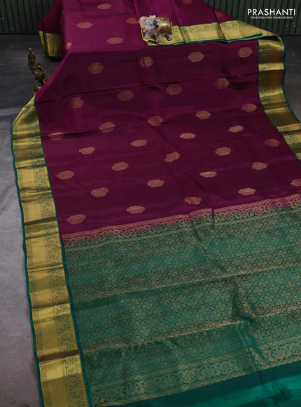 Magenta Pink & Green Kanchipuram Silk - Buttas